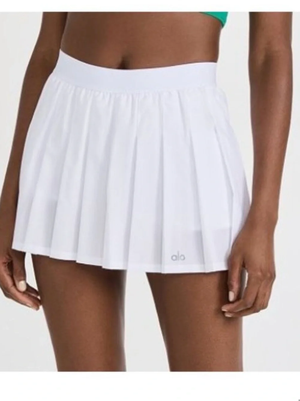 Alo Yoga Varsity Tennis Skirt in White NWOT